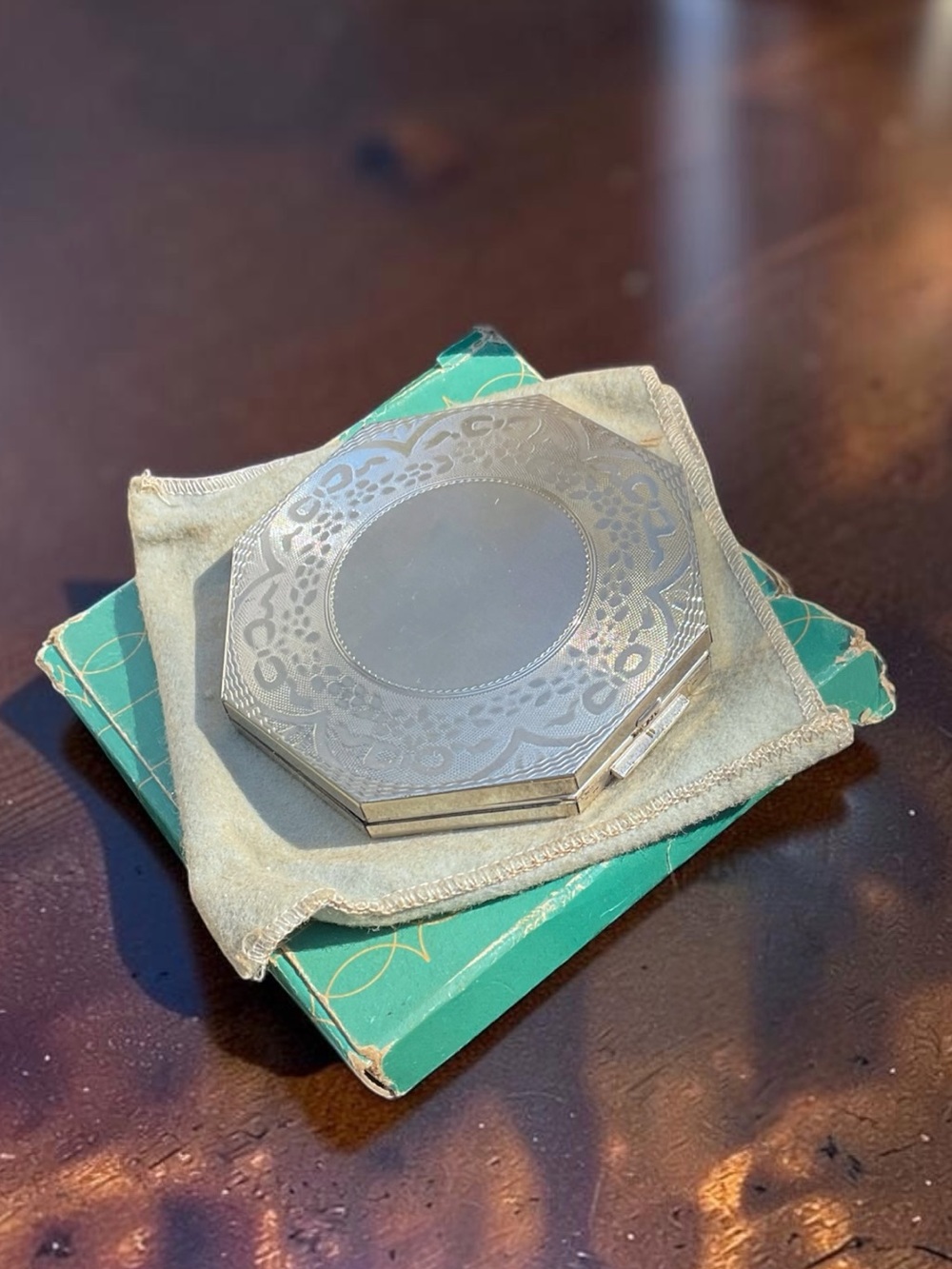 🌺Antique 1920’s STERLING Art Deco Compact-With Original Box